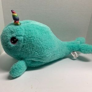 Hug A Pet Plush Narwhal stuffed Doll Toy 20 in Length Green